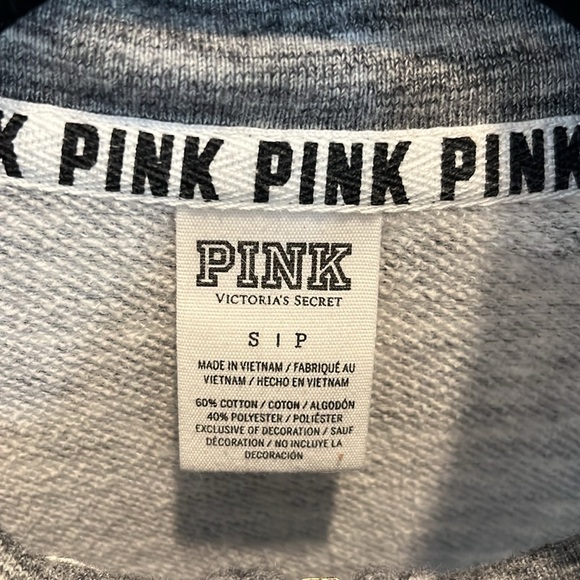 PINK Victoria’s Secret Quarter Zip Sweater, Grey/White/Black, Size S - Picture 6 of 7